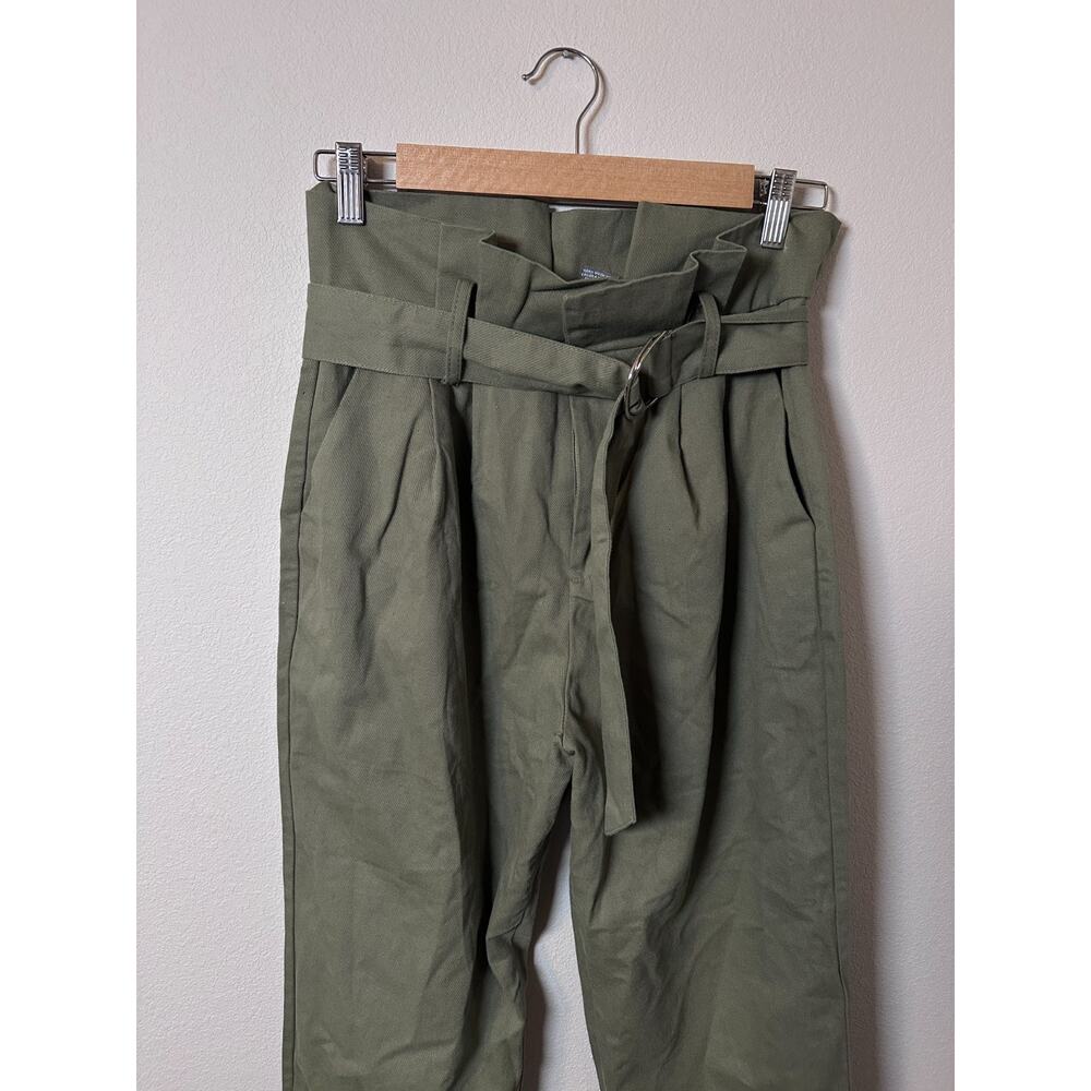 Sans Souci womens size medium green high waist tapered belted wide leg pants - Picture 2 of 5